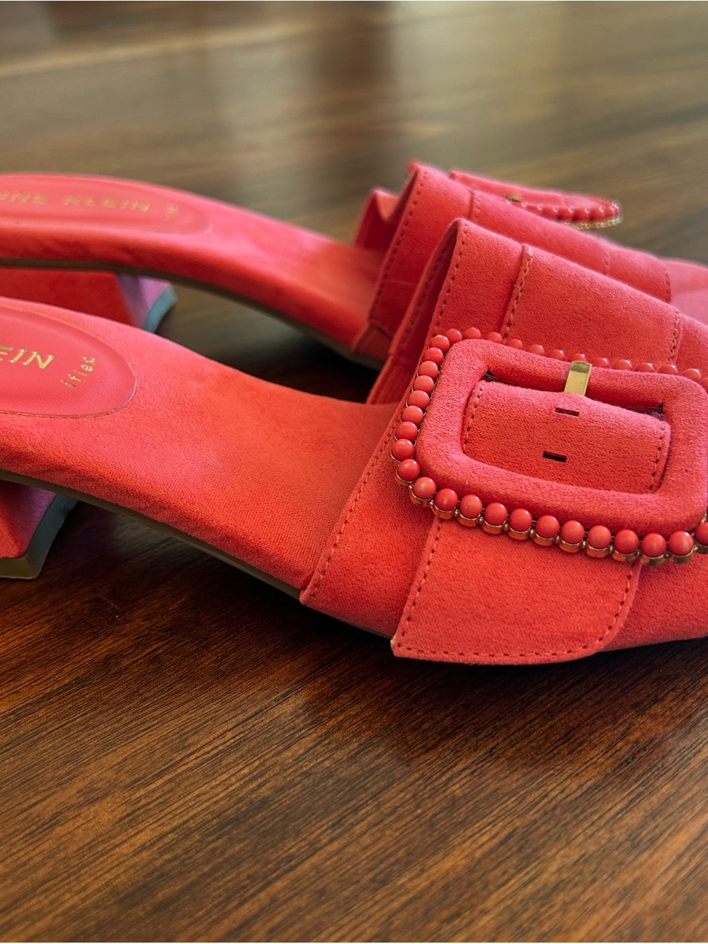 Pink Buckle Slide Sandals